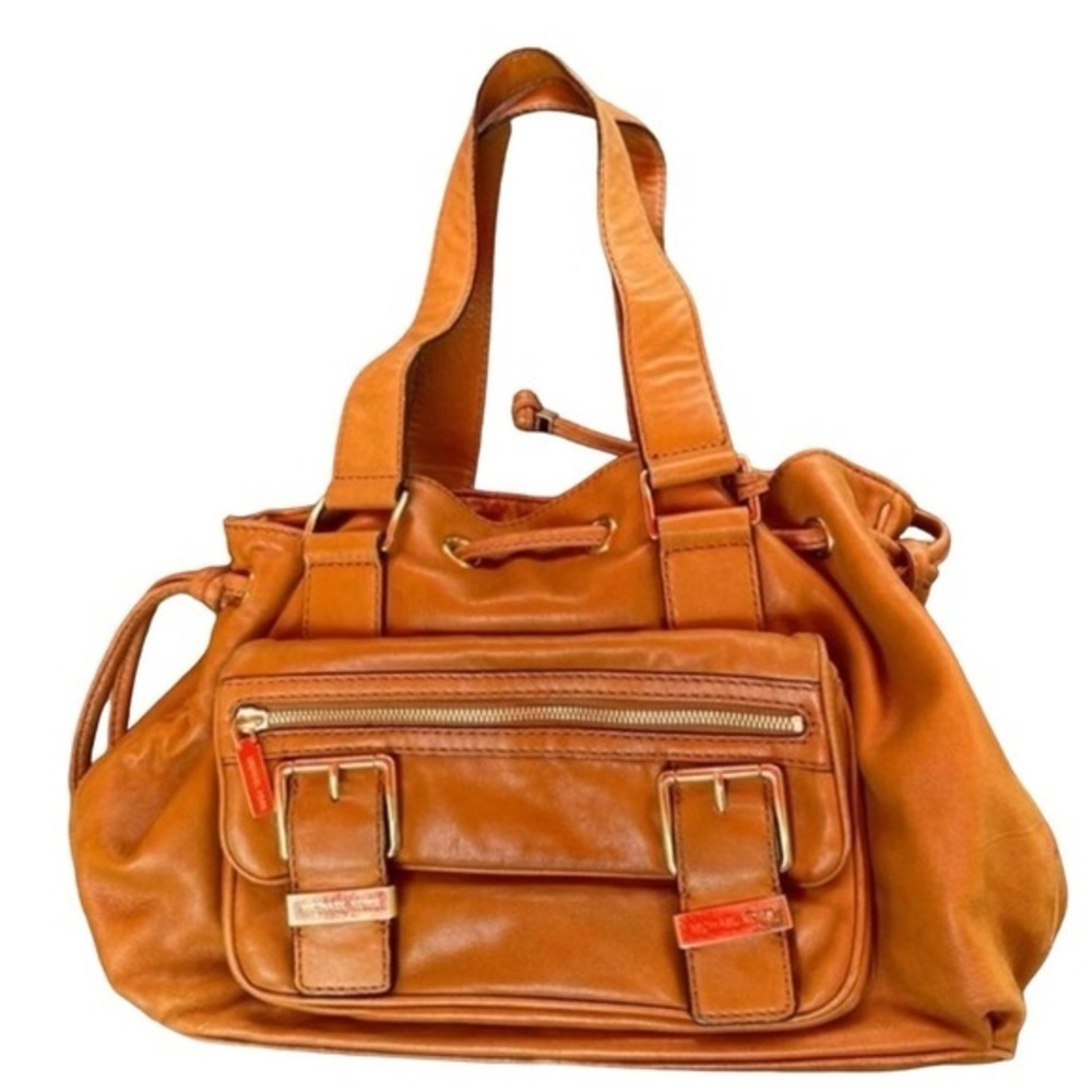 MICHAEL Michael Kors Brown Leather Satchel Handbag Women's Zip Top Handle Bag